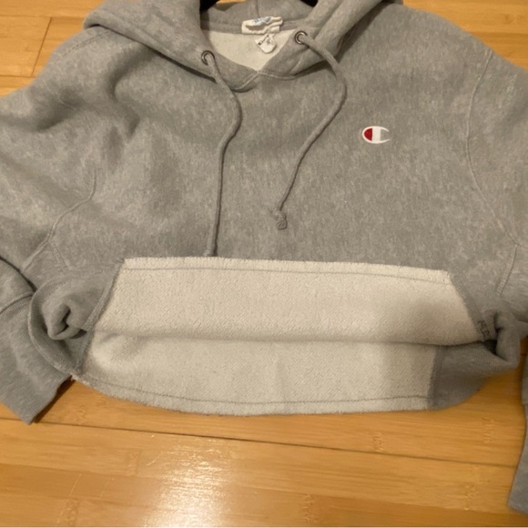 Champion Reverse Weave Women’s Heather Gray Cropped Hoodie M - Upcycled - Picture 6 of 7
